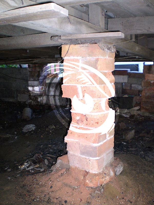 Perished brick work on piers, causing structural damage to the home.